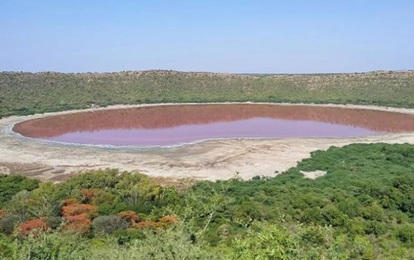 Порозовевшее озеро в Индии показали на видео - «В мире»